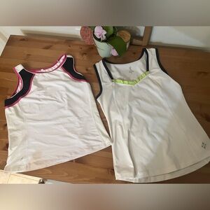 Medium White Tennis or pickleball Tank Tops with Pink and Green Accents